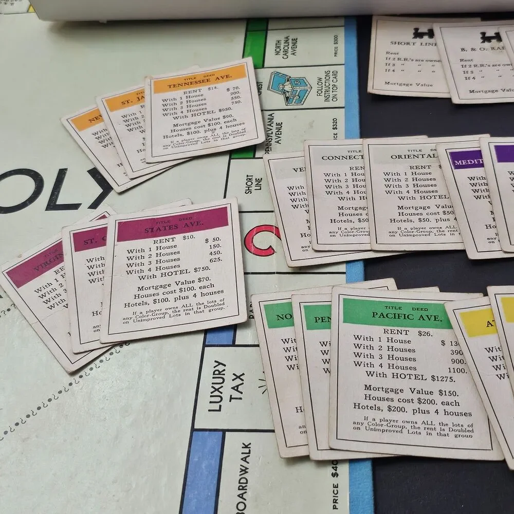Vtg 1961 Monopoly Parker Brothers Board Game Nearly Complete Metal Pieces